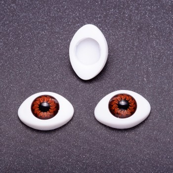 Fornitura «Occhi vivi» per bambole — paio, colore marrone, pupilla marrone, diametro 8 mm, 11×14 mm, confezione da 50 paia