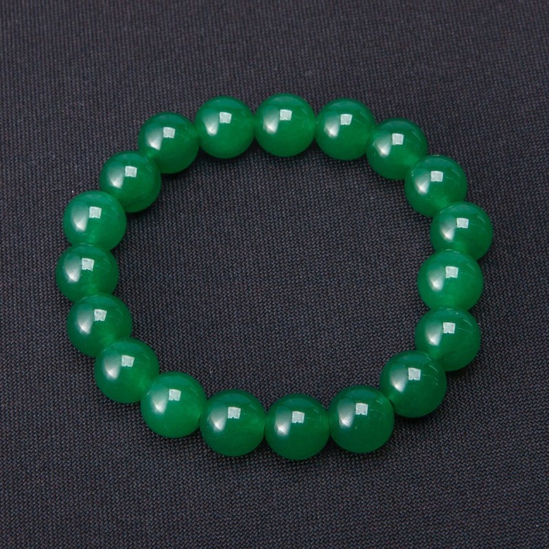 Bracciale Crisopraso sfere lisce, diametro 10 mm su elastico