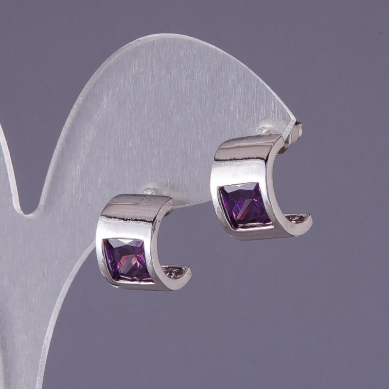 Orecchini con cristalli viola 13x9 mm