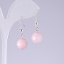 Orecchini in quarzo rosa a palline, diametro 12 mm
