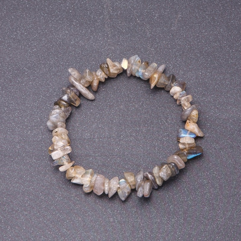 Bracciale in labradorite naturale, granuli da 7 mm, su elastico
