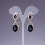 Orecchini con cristalli azzurri, lunghezza 4,5 cm, metallo dorato