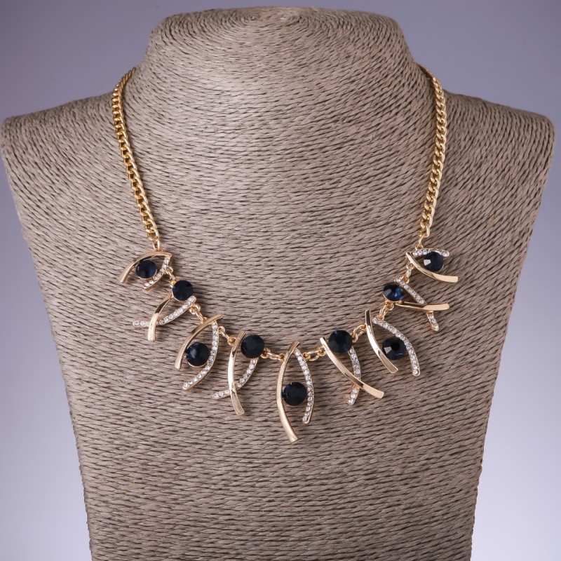 Collana con cristalli blu «Zigzaghi», lunghezza 42-50 cm