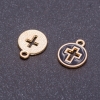 Pendente a croce smaltato nero dorato, diametro 12 mm, lunghezza 15 mm, foro 5 mm, confezione da 10 pezzi