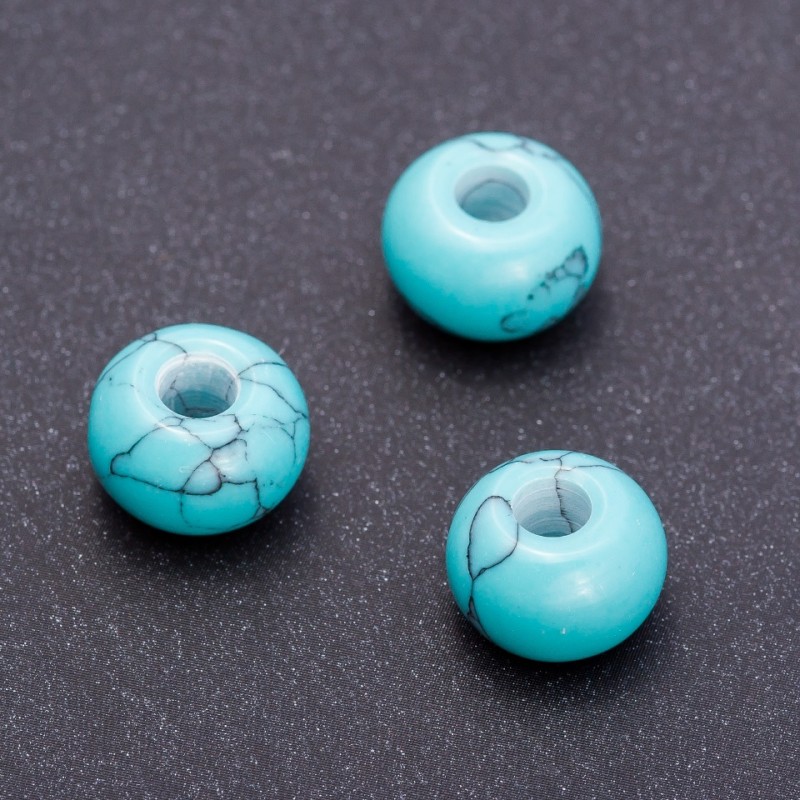Perla Pandora Turchese 14x10 mm, foro 5 mm