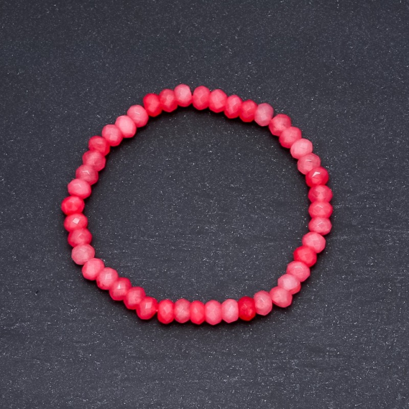 Braccialetto Turmalina (artificiale) rosa scuro, diametro 6×4 mm su elastico