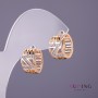 Orecchini Xuping con strass bianchi, diametro 8 mm, lunghezza 14 mm, colore oro