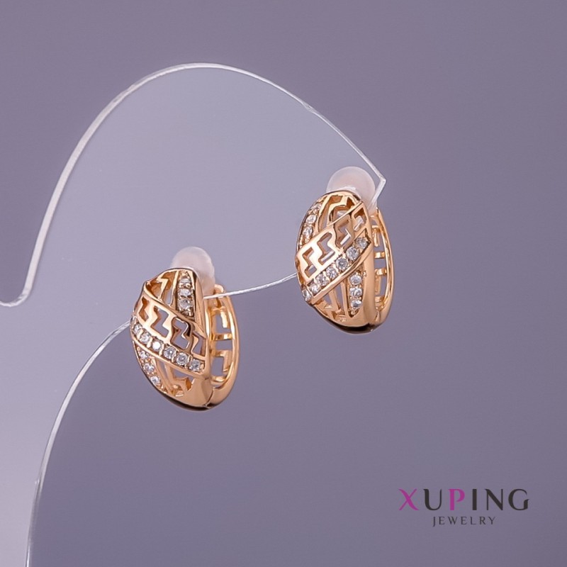 Orecchini Xuping, diametro 7 mm, lunghezza 15 mm, colore oro