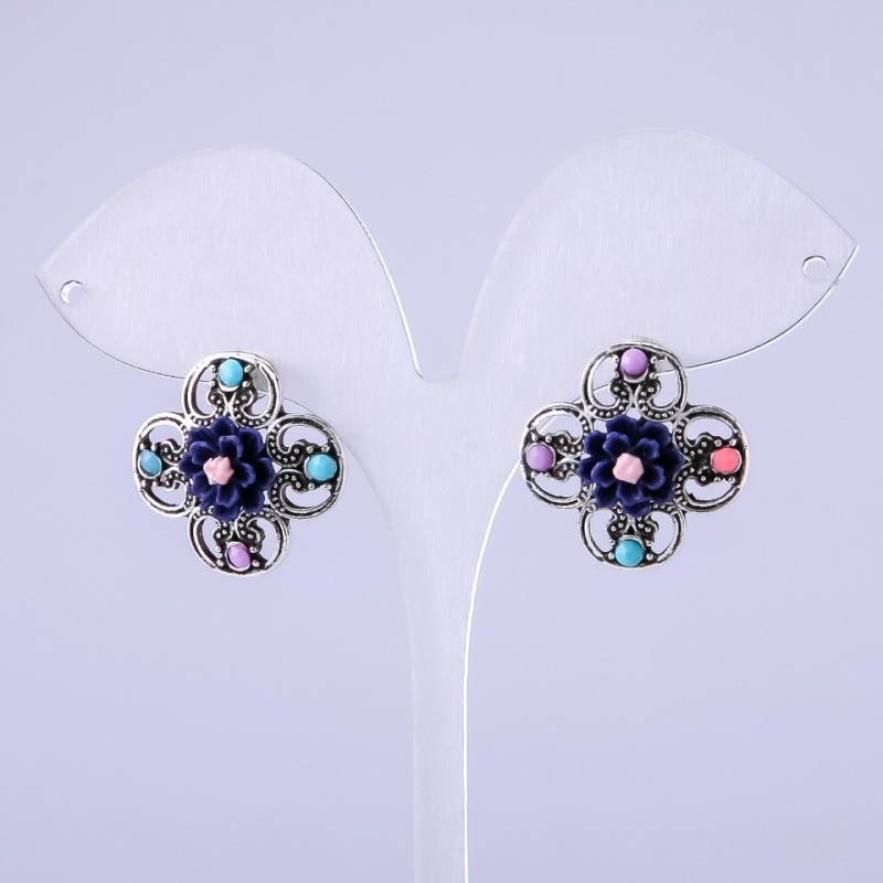 Orecchini «Asteri» viola, diametro 22 mm