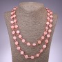 Collana lunga in madreperla rosa a moneta, 120 cm