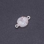 Connettore bianco cosmico 'drusa' acrilico argento, diametro 14 mm, lunghezza 3 mm