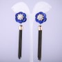 Orecchini Kytyci Fiore Blu con catene, lunghezza 90 mm