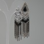 Orecchini in stile orientale con cristalli neri, lunghezza 70 mm
