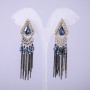 Orecchini in stile orientale con cristalli azzurri, lunghezza 70 mm