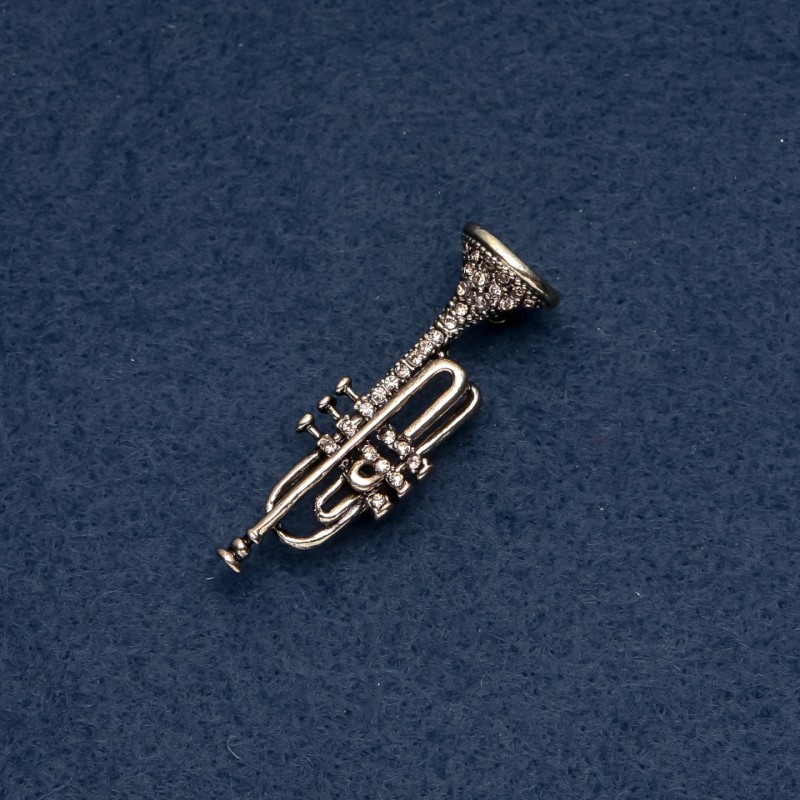 Spilla musicale «Tuba» 48x16 mm colore metallo «bronzo»