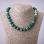 Collana con agata verde, perle lisce da 12 mm, lunghezza 45 cm ±