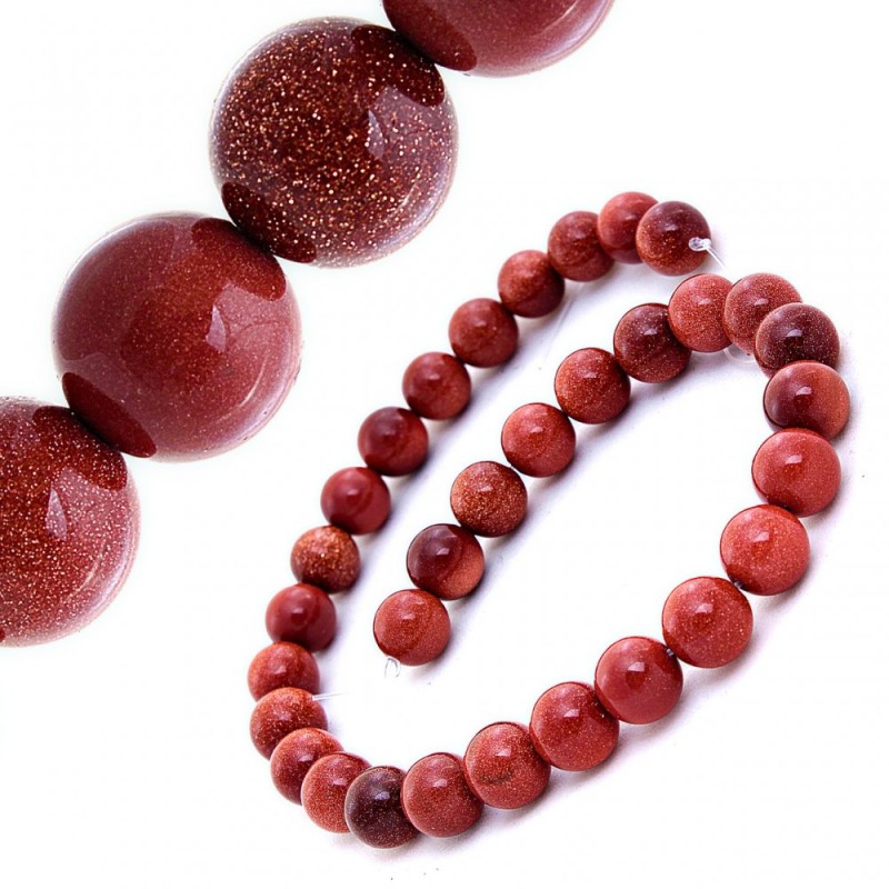 Perline in avventurina Sabbia dorata 12 mm, lunghezza 36,5 cm
