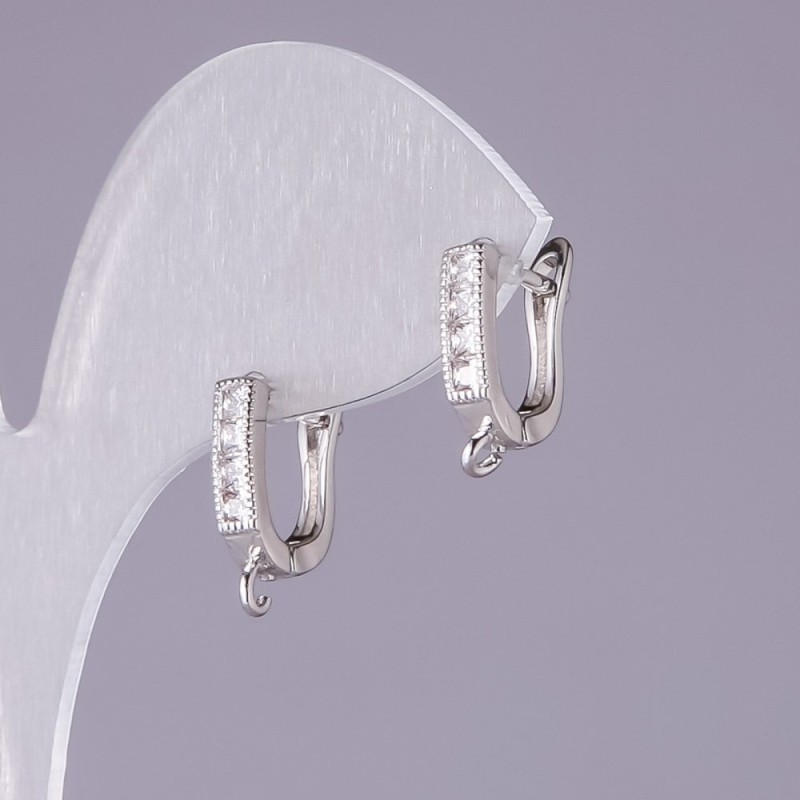 Ganci per orecchini 14x3 mm con striscia di strass