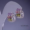 Orecchini Xuping con pietre multicolori 9×17 mm, rivestimento in rodio