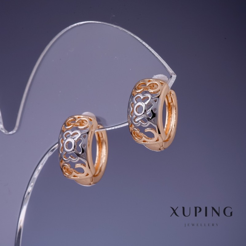 Orecchini Xuping 8x15 mm doratura 18K e rodio