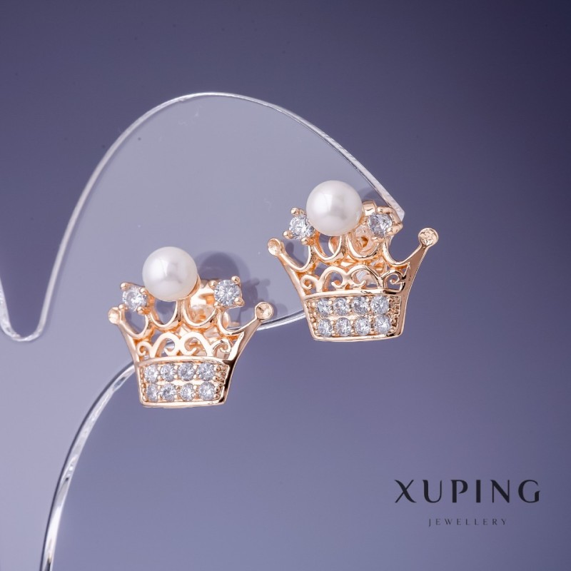 Orecchini Xuping Corona 18×15 mm doratura 18K
