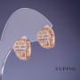 Orecchini Xuping 13x10 mm doratura 18K con strass bianchi