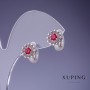 Orecchini Xuping Fiore con cristalli color lampone rodiati