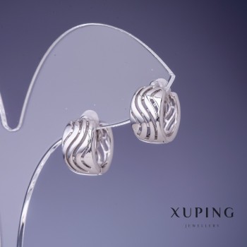Orecchini Xuping a onde 13x8 mm rodiati