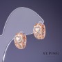 Orecchini Xuping 15×8 mm con placcatura oro 18K e strass bianchi