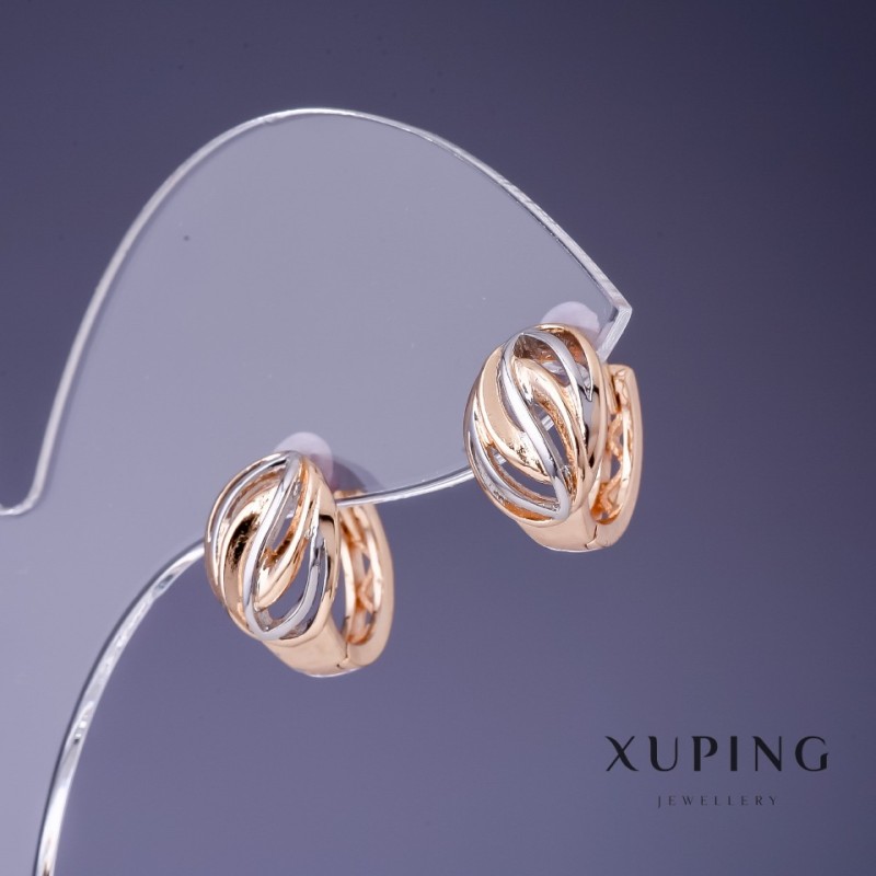 Orecchini Xuping 12×9 mm, doratura 18K e rodio