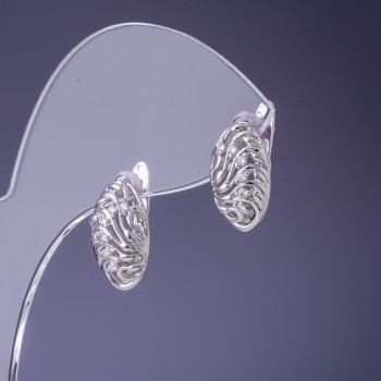 Orecchini Xuping 15x8 mm rodio con cristalli bianchi