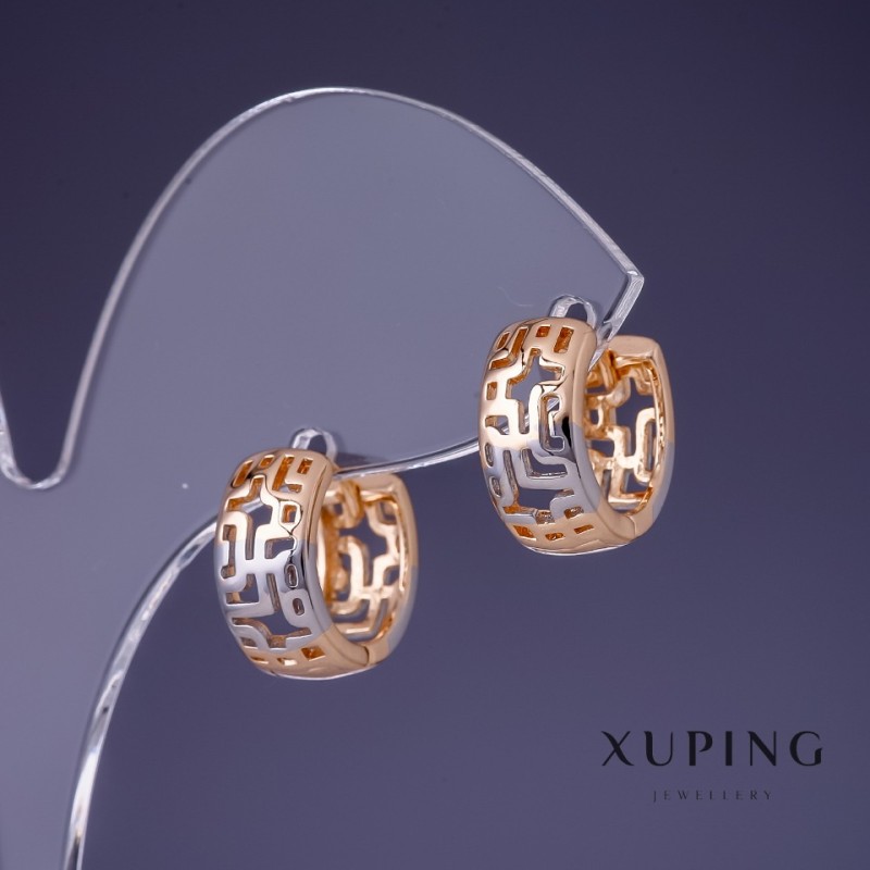 Orecchini Xuping 14x7 mm doratura 18K e rodio