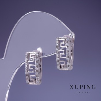 Orecchini Xuping 16x18 mm rodio con cristalli bianchi