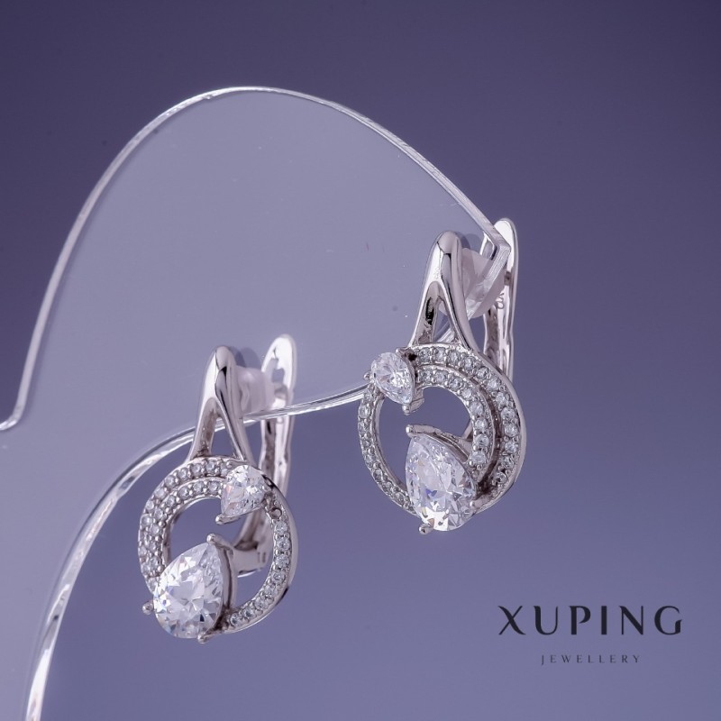 Orecchini Xuping rodio 20x12 mm