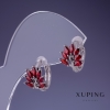 Orecchini Xuping rodio con pietra rossa 9×15 mm