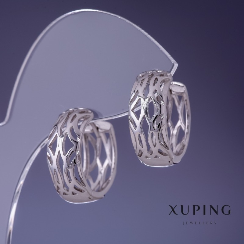 Orecchini Xuping in rodio 20×8 mm