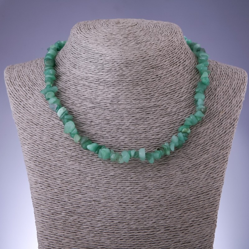 Collana in nefrite naturale, grani da 8 mm, lunghezza 45 cm