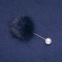 Spilla con pelo di visone blu, perno, diametro 50 mm, lunghezza 90 mm
