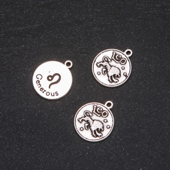 Fornitura pendente Zodiaco Leone, diametro 17 mm, confezione da 20 g ± 10 pezzi