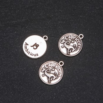 Fornitura pendente Zodiaco Capricorno, diametro 17 mm confezione 20 g ± 10 pezzi