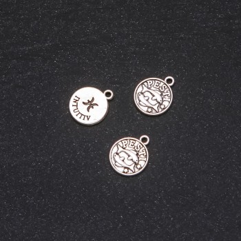 Fornitura pendente Zodiaco Pesci, diametro 12 mm confezione 20 g ± 18 pezzi