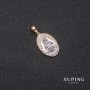 Ciondolo Xuping "O Maryjo bez grzechu poczeta" 12x18x25 mm Rodio, doratura in oro 18 kt