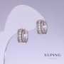 Orecchini Xuping con strass bianchi, lunghezza 14 mm, spessore 6 mm, rodio
