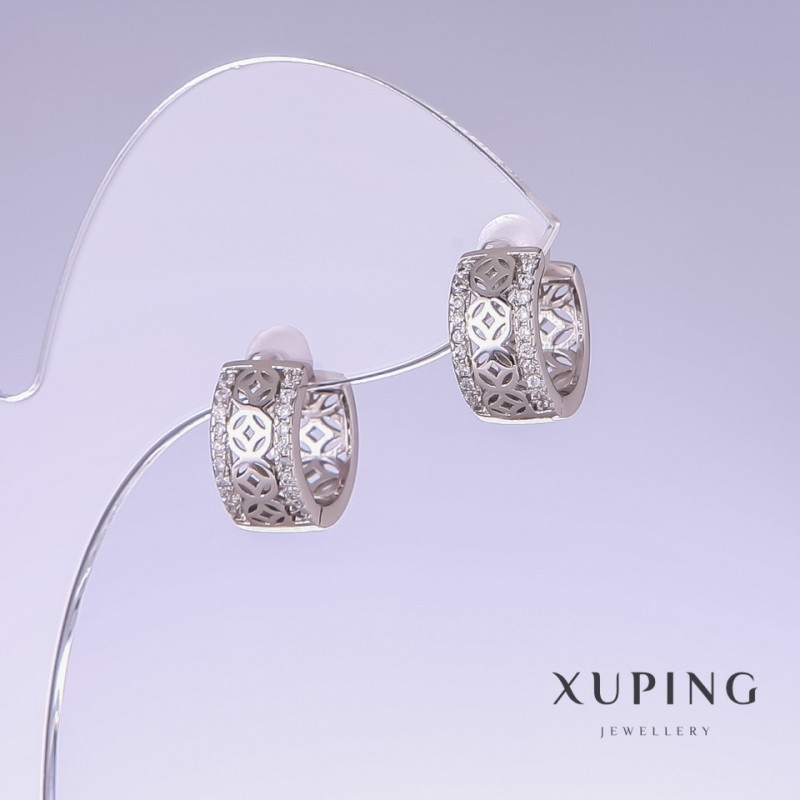 Orecchini Xuping placcati rodio con cristalli bianchi