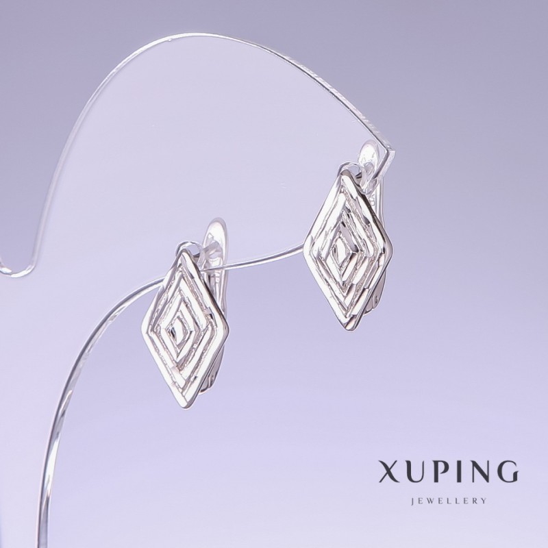 Orecchini Xuping in rodio, lunghezza 16 mm, spessore 9 mm