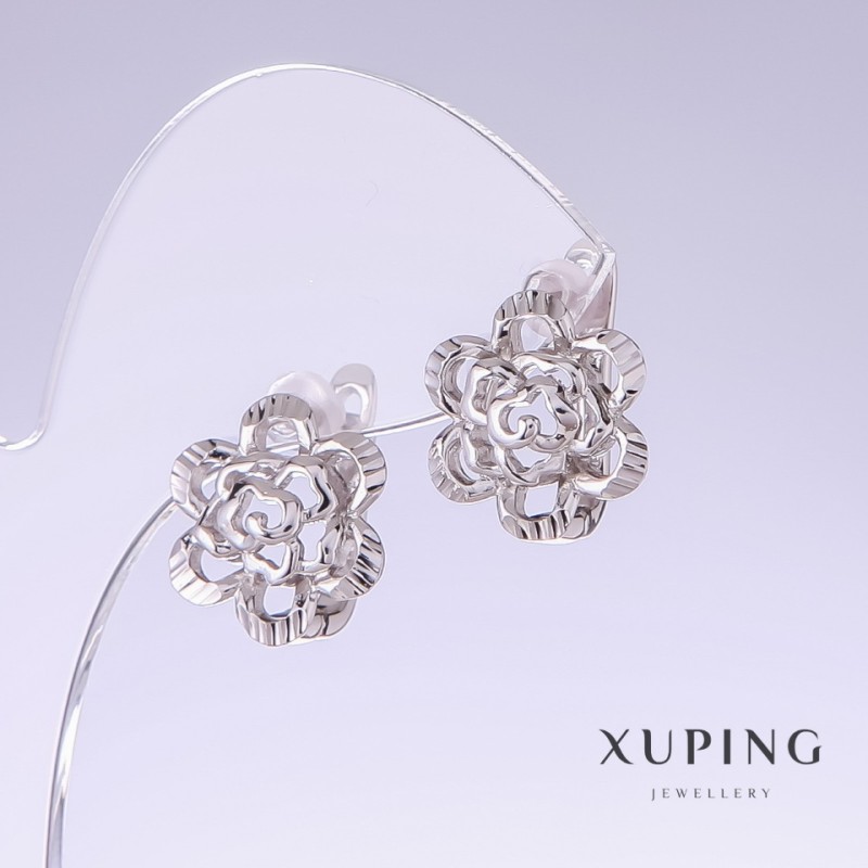 Orecchini Xuping rodiati, lunghezza 15 mm, spessore 14 mm