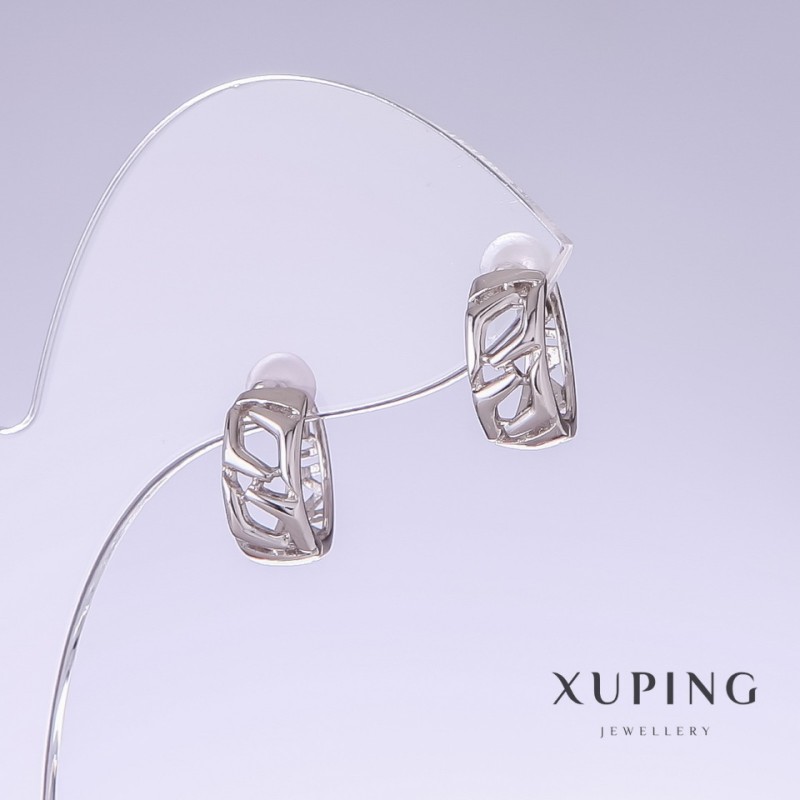 Orecchini Xuping, lunghezza 12 mm, spessore 5 mm, rodiati