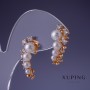 Orecchini Xuping con perle Maiorca 25×12 mm placcato oro 18K