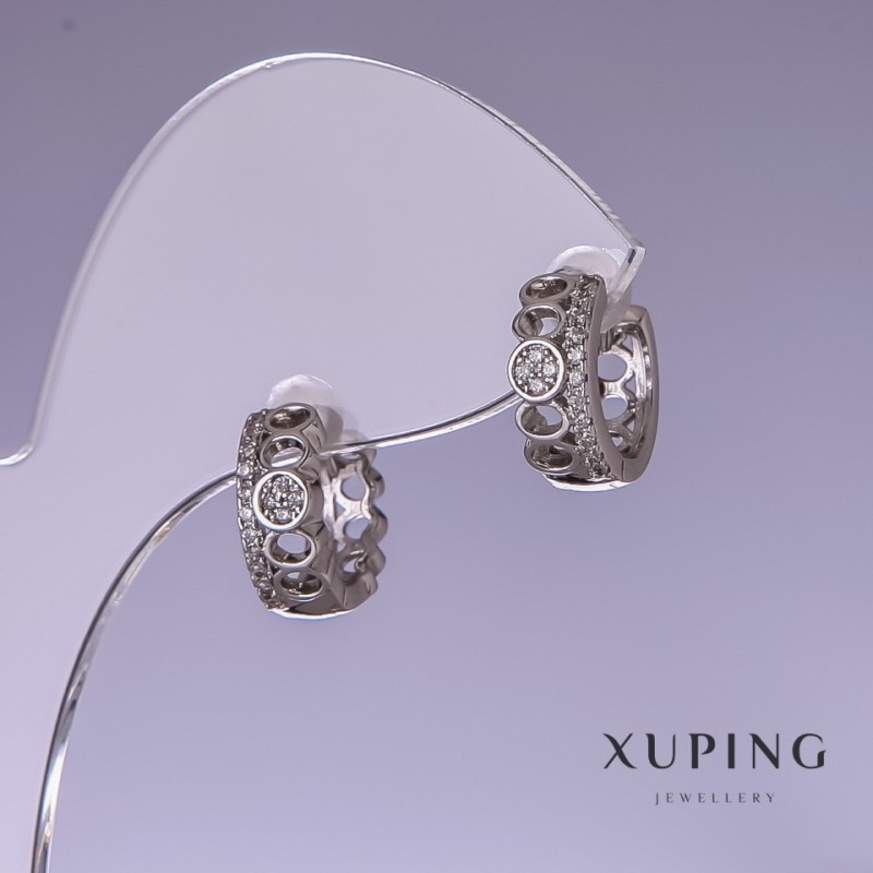 Orecchini Xuping con strass bianchi 5×12 mm rodio