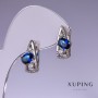 Orecchini Xuping con zirconi blu rodiati 17×8 mm
